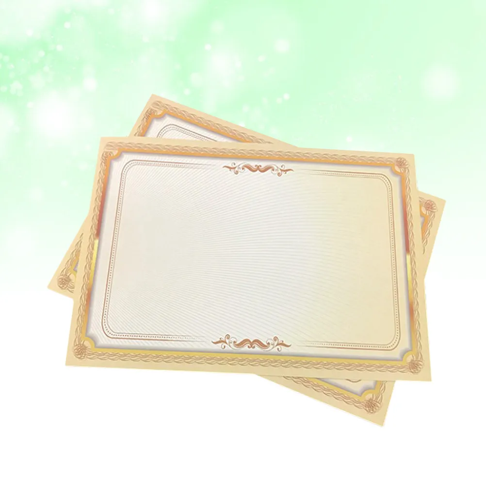 20pcs A4 그라디언트 골드 테두리 인증서 용지 학교용 수직 수평 형식 포일 씰 리본 인식 상패