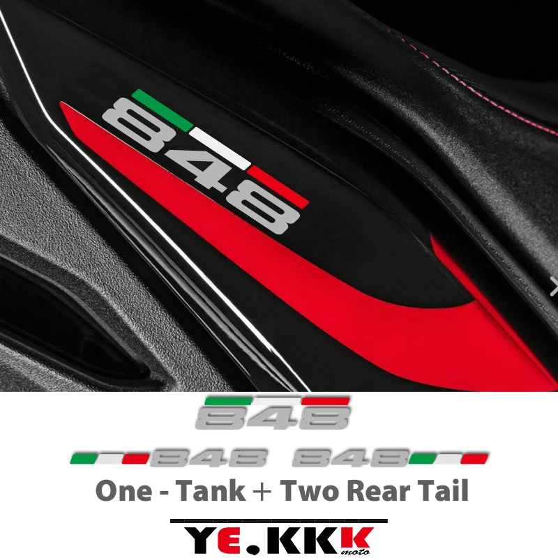 For Ducati 848 Fuel Tank Cap Fuel Tank Rear Tail Rear Fairing Sticker Decal Cutout Italian Flag  Any Number Sticker Decal