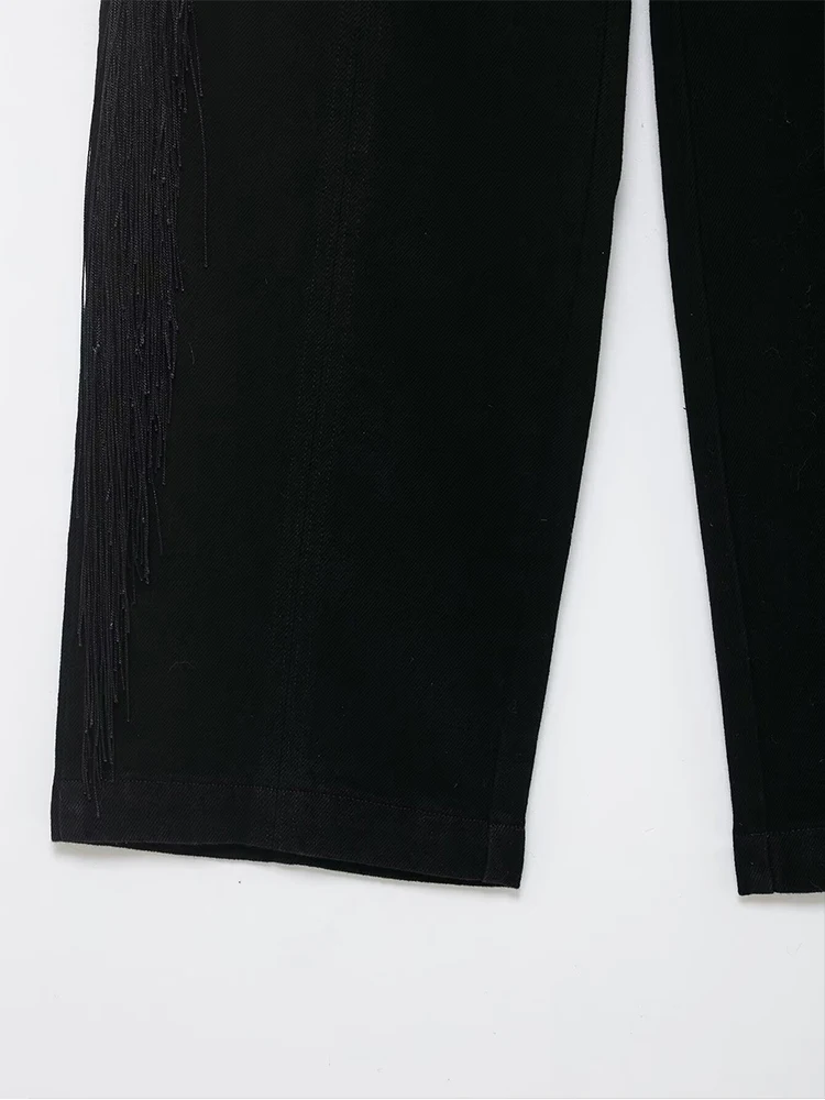 Casual Loose Pants Women High Waist Straight Trousers Female 2026 Spring Autumn Fashion Tassel Elegant Lady Streetwear Pants  ﻿