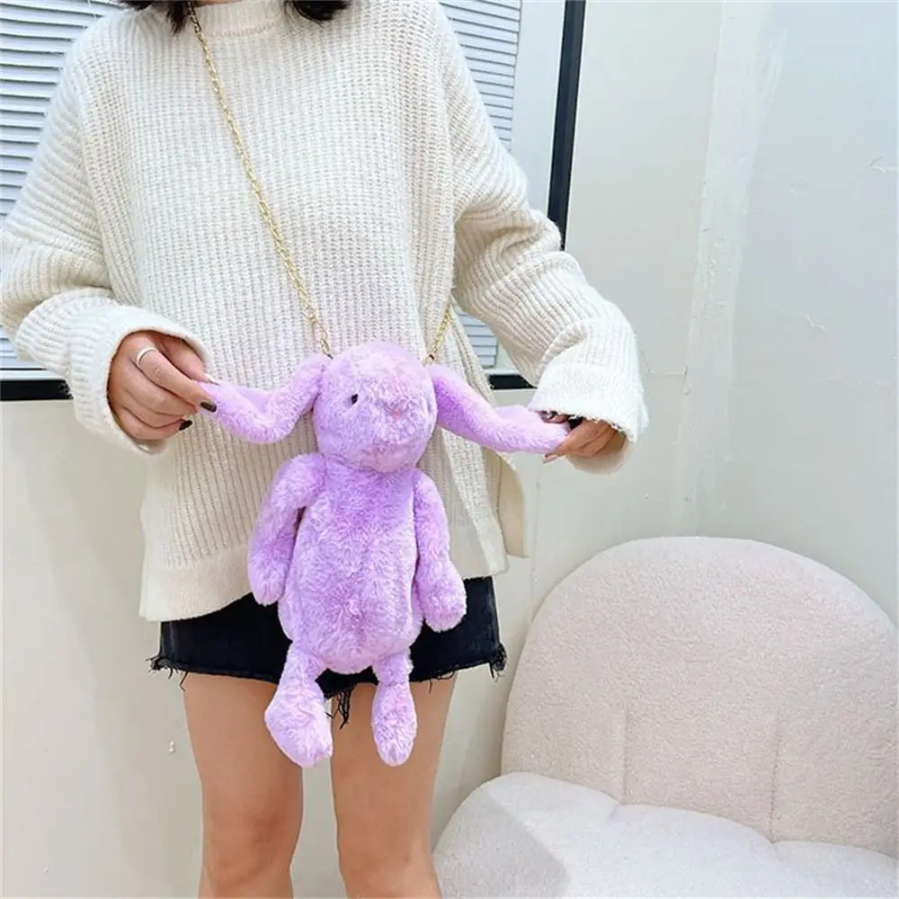 Long Ear Plush Shoulder Bag Casual Fashion Chain Strap Rabbit Doll Rabbit Plush Bags Cartoon Bunny Crossbody Bag Messenger Bag