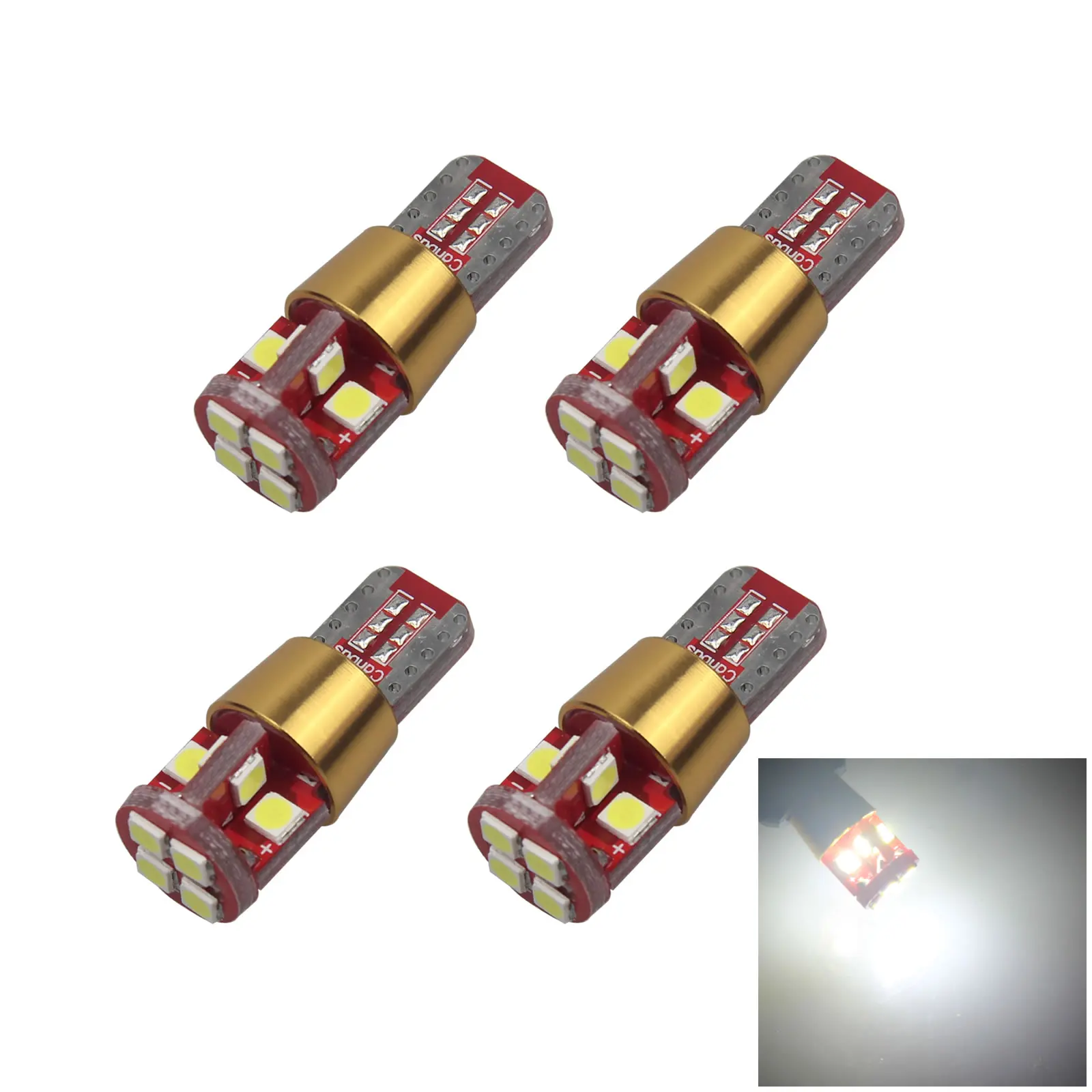 

4x Белый Авто T10 W5W интерьер (карта/купол) светильник безотказный 12V-24V 12 3030 SMD СВЕТОДИОДНЫЙ 464 555 558 Z2776
