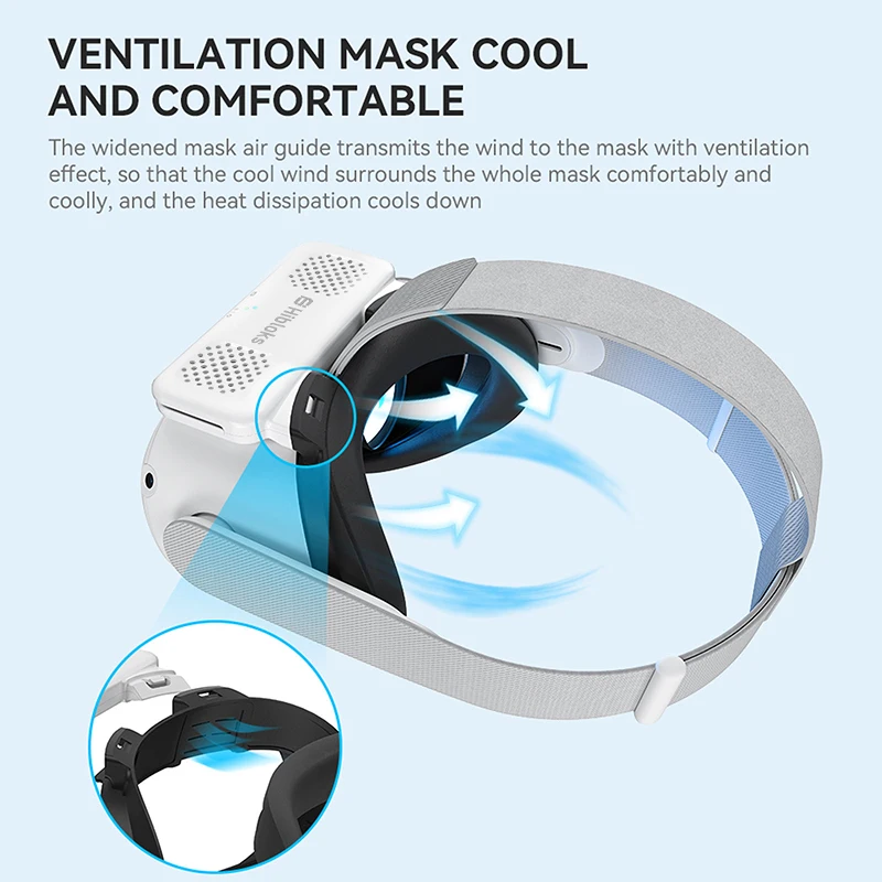 Hibloks VR Mask For Quest 2 Fan Cooler Facial Interface Face Pad Radiator Reliev