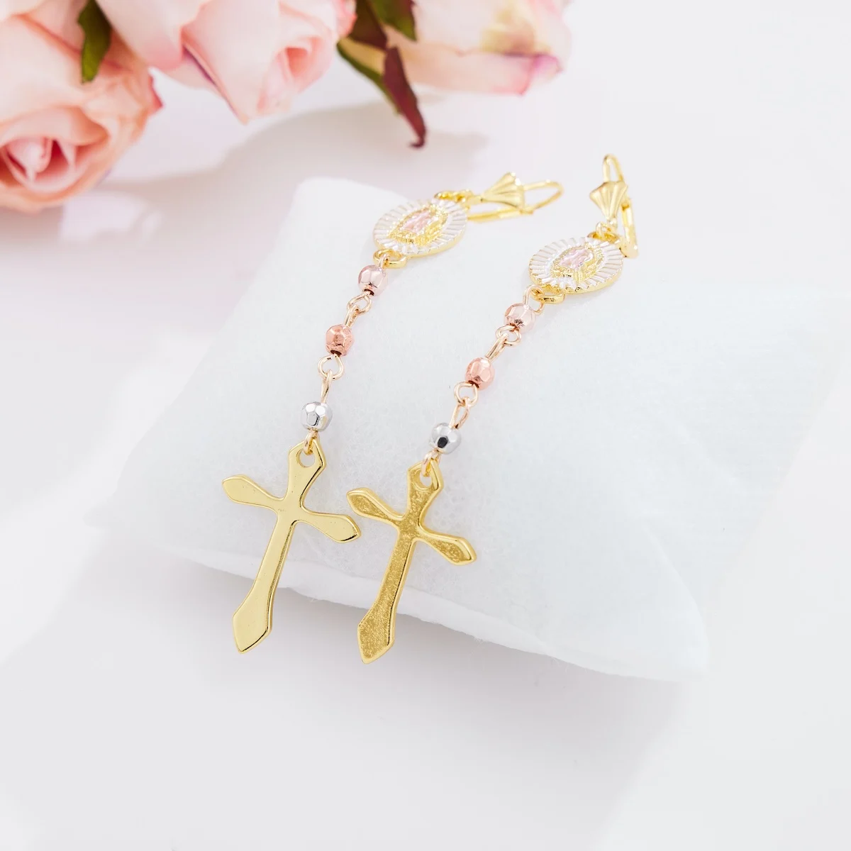 

Висячие серьги золотого цвета с изображением Креста Иисуса для женщин, винтажные трендовые классические дизайнерские женские ювелирные изделия, висячие серьги