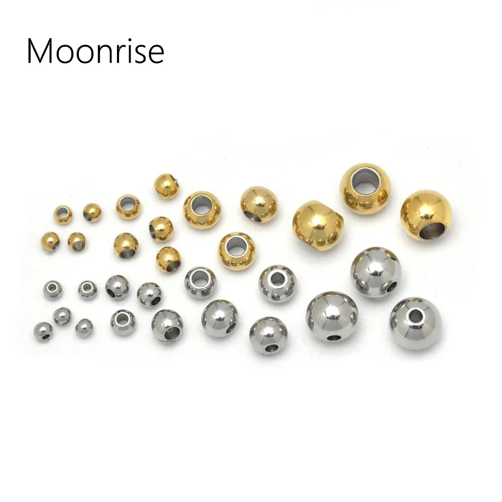 3mm 4mm 5mm 6mm 8mm Edelstahl Runde Glatte Solide Spacer Perlen Finden Metall Lose Perlen für DIY Armband Schmuck Machen