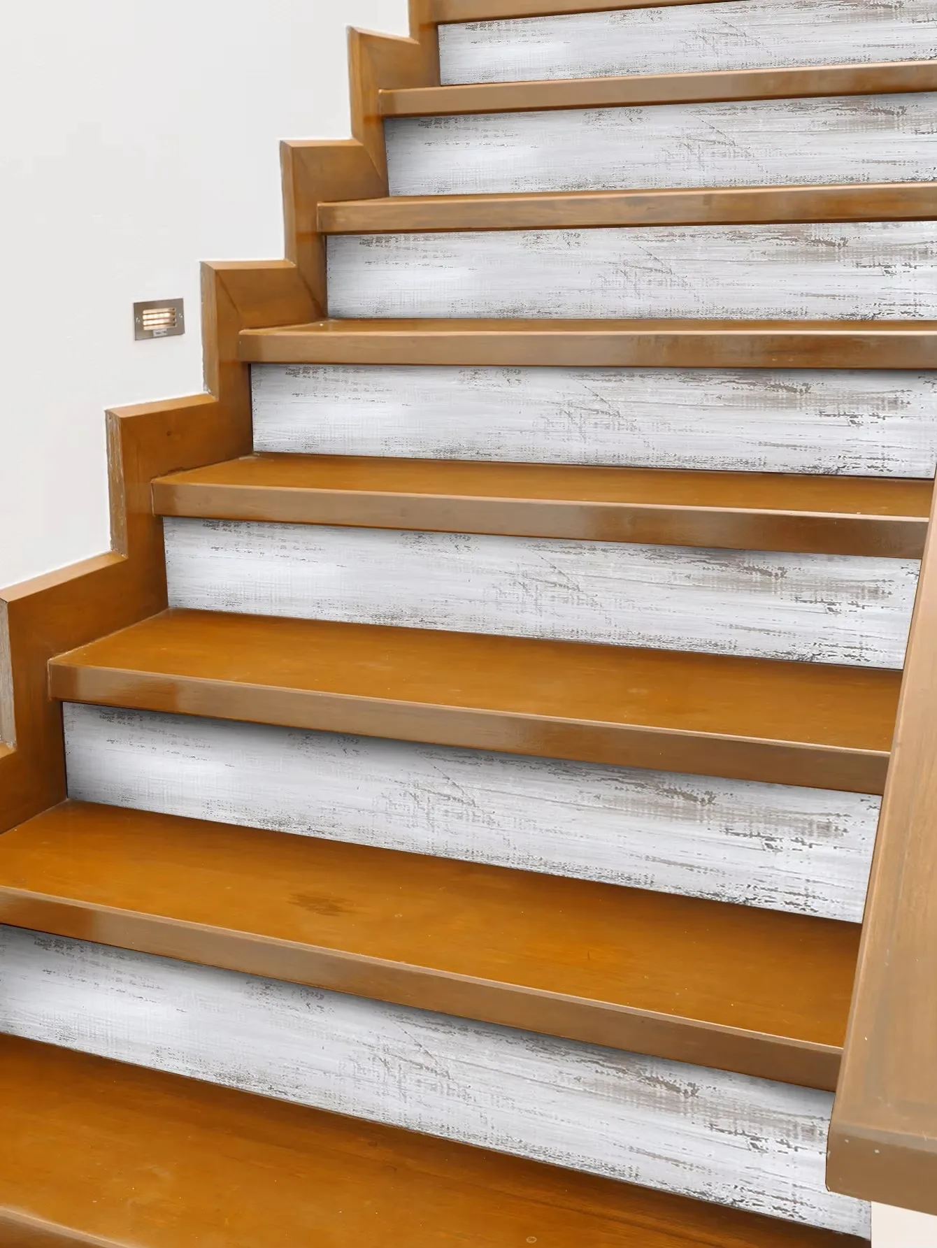 Description Picture 6 of item1PC Yellow/White Birch Wood Pattern Self-Adhesive Stair Stickers PVC Thickened Waterproof Home Decoration Stair Stickers