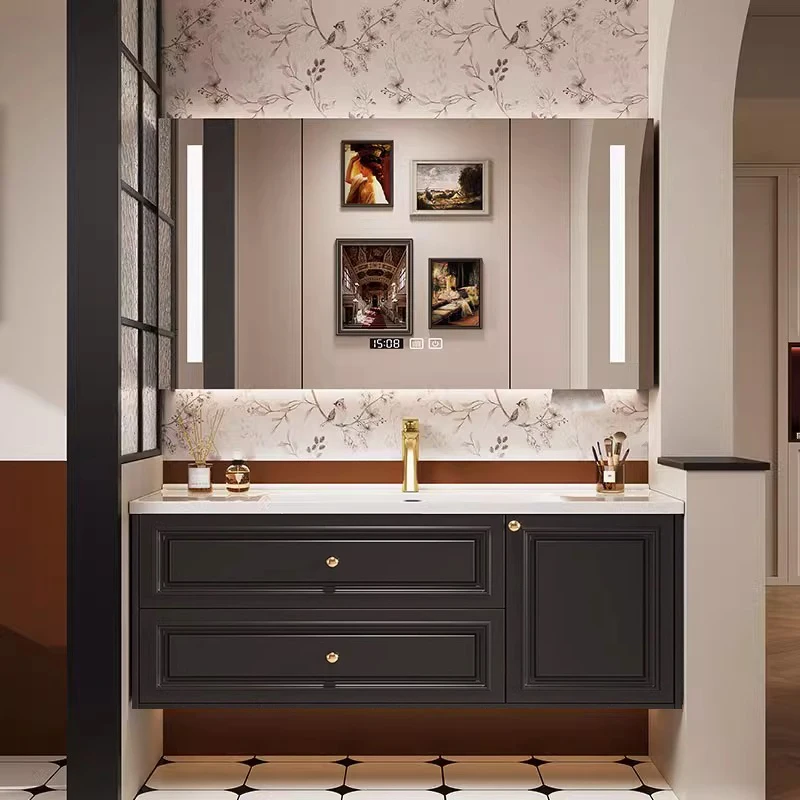 Light French Bathroom Fix Cabinet Drawer Organizer Luxury Bathroom Storage Cabinet Mirrors Wall Armario Pra Banheiro Furniture