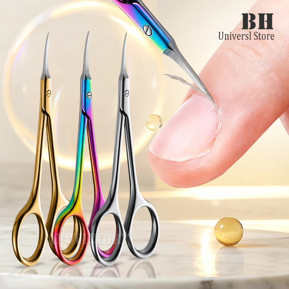 Stainless Steel Cuticle Scissors Dead Skin Remover For Nails Art Clippers Russian Manicure Curved Tip Scissor