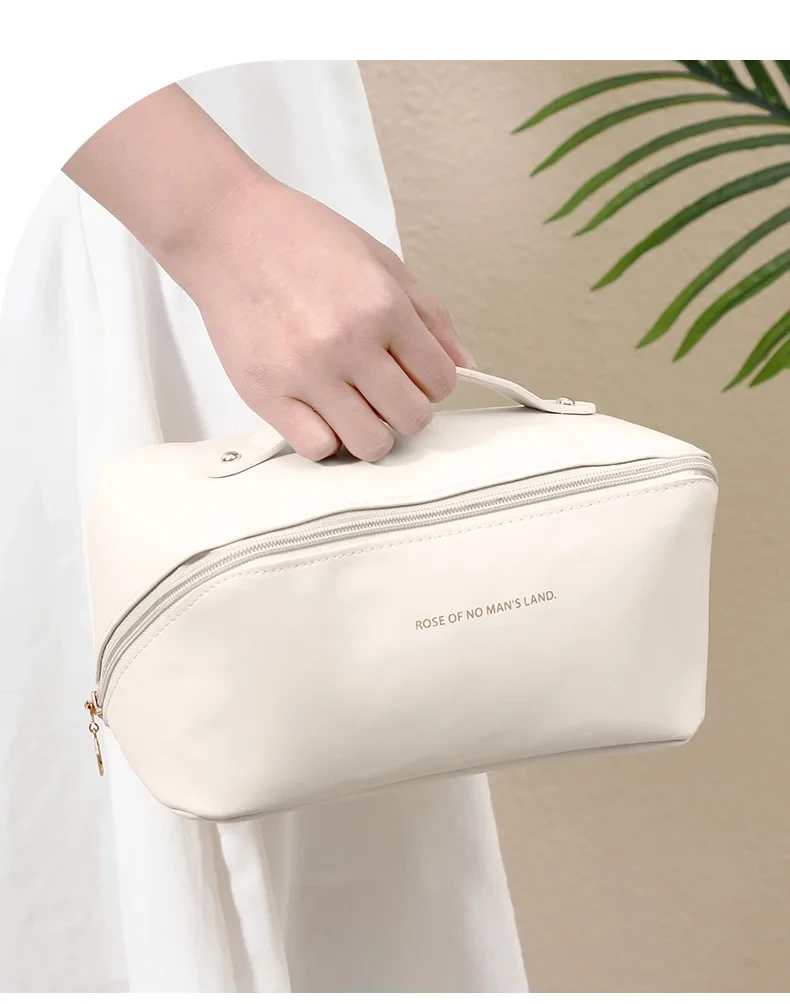 Large Capacity Travel Makeup Bag Portable PU Makeup Bag Women's Waterproof Bathroom Hand Wash Bag Multi functional Makeup Bag