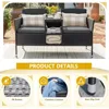 Outdoor Patio Loveseat Modern Rattan 2-Seat Patio Conversation Set with Cushions & Built-in Coffee Table Porch Furniture 4