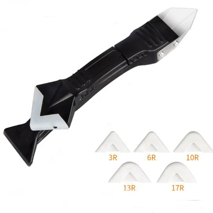 

5pcs Silicone Scraper Caulk Tools Glass Glue Angle Scraper Stainless Steelhead Finisher Sealant Scraper Remove Scraper Grout Kit