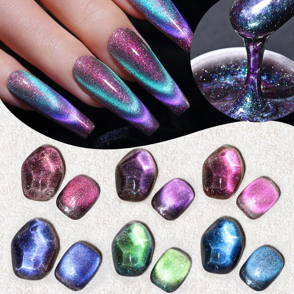 Ensemble 12pcs Vernis À Ongles Gel 9d Cat Eye 7ml Chacun Kit