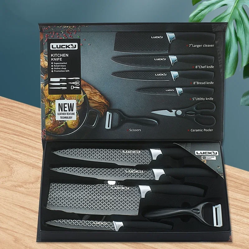 Gift case kitchen knife set stainless steel forged chef knife scissors ceramic peeler carving paring cleaver kitchen tools kitchen knives fruit vegetable peeler