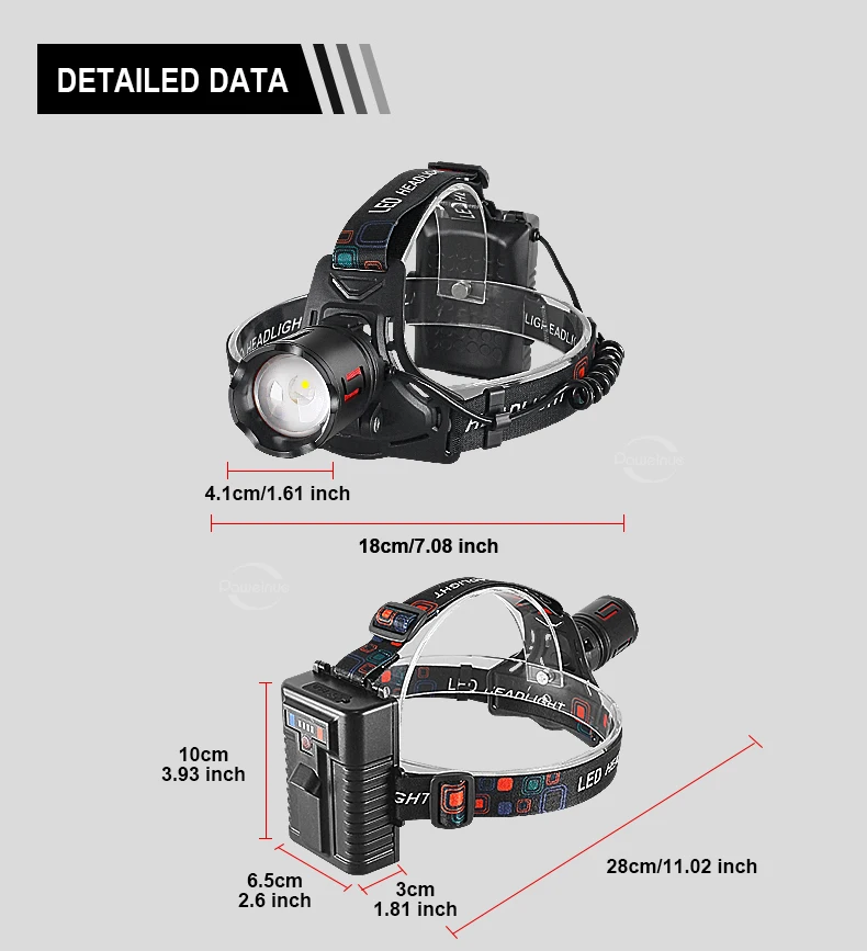 Description Picture 3 of item1000000LM Ultra Powerful Headlamp USB Rechargeable Head Flashlight Lighting 2000M Zoom Headlight LED Head Lamp Fishing Lantern