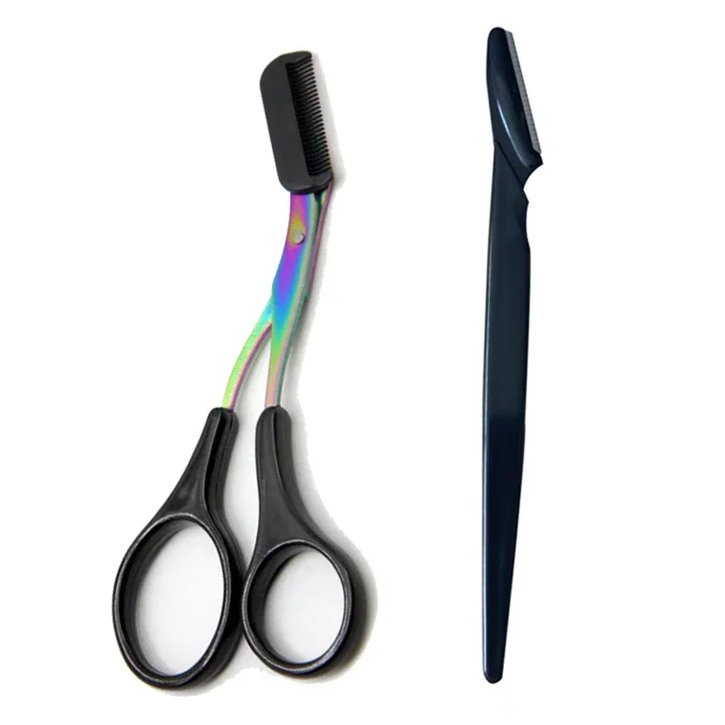 Heallor Eyebrow Trimming Knife Safe Anti-scratch Scissors Eyebrow Shaving Tool for Men and Women Beginner Beauty Tool Set Eyebro 3