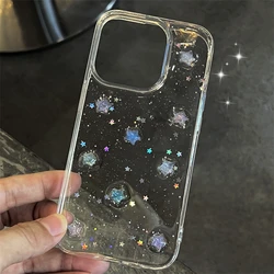Luminous Little Star Glitter Clear Phone Case with 3D Epoxy Design for iPhone 11 (Star)