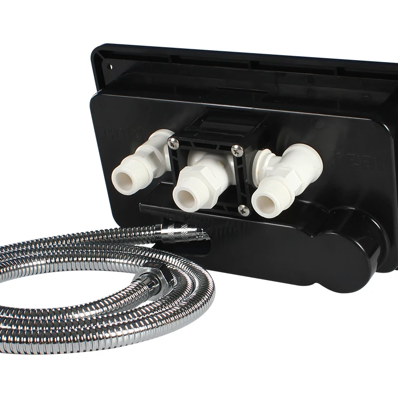 RV Shower TYTXRV Caravan Black Exterior Shower Box Kit with Lock Leakproof 1.5M Metal Hose Water saving nozzle for camper accessories