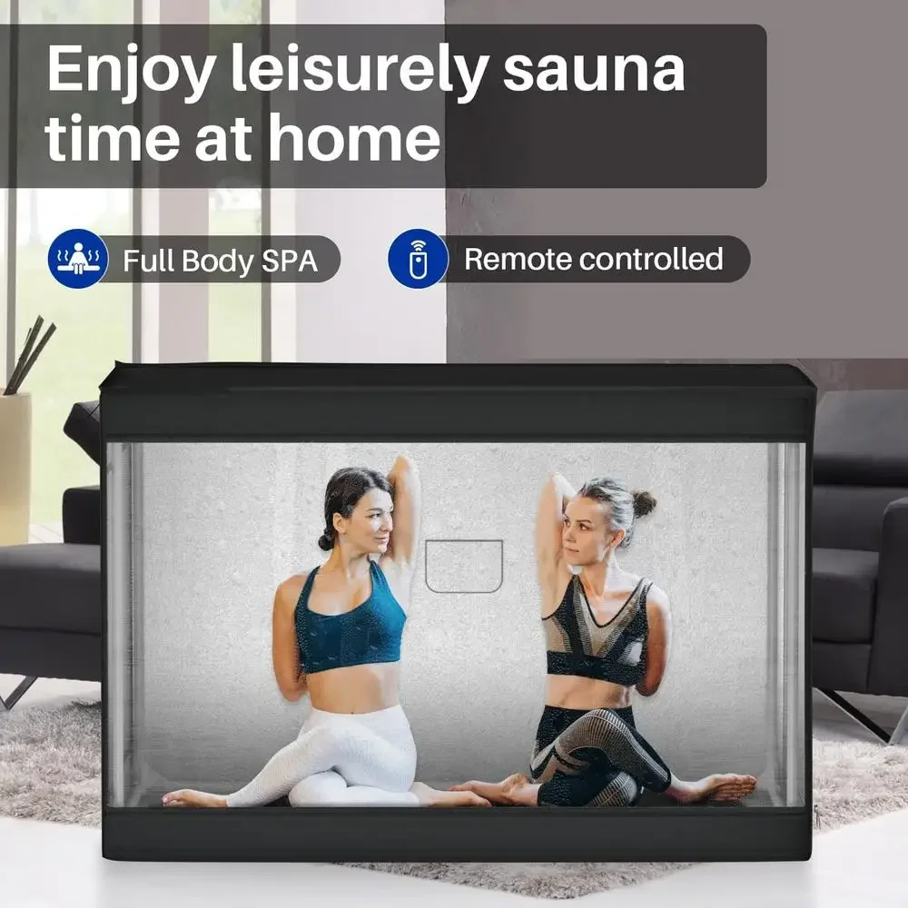 2-Person Portable Steam Sauna Tent Chair Remote Control 1400W 4L 270lbs 75" Tall 104-131°F Home Relaxation Spa 3