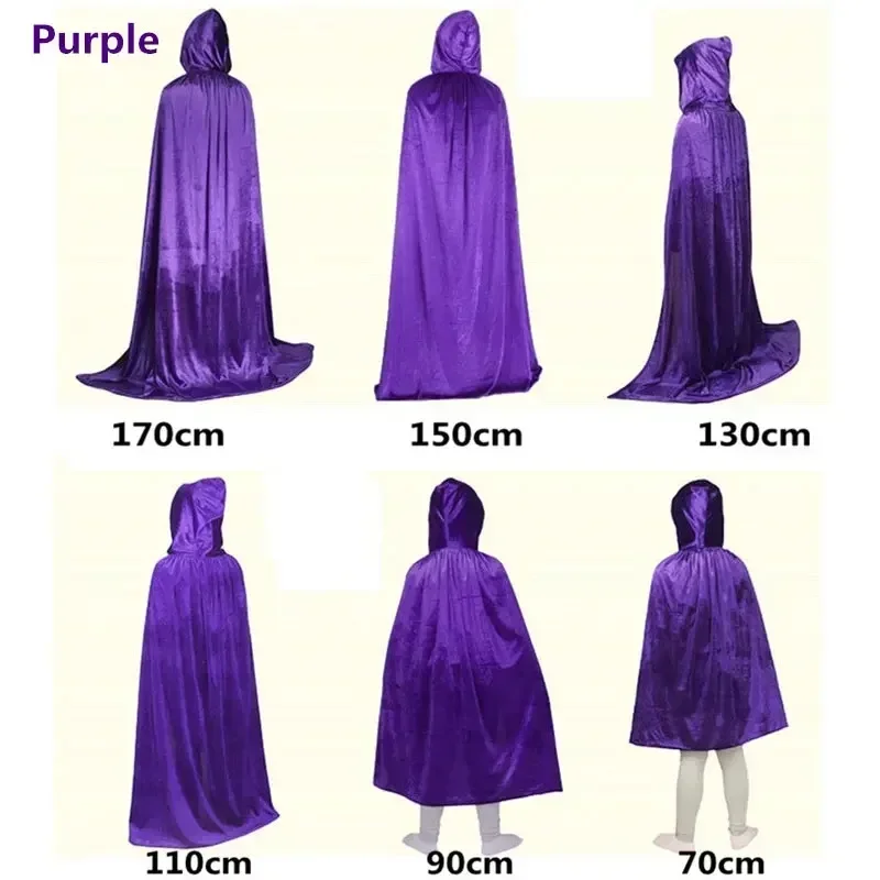 Halloween Hooded Capes for Adult Kid Long Cloaks Cosplay Costumes Witch Red Black Purple Green Grim Reaper Cape for Women Men