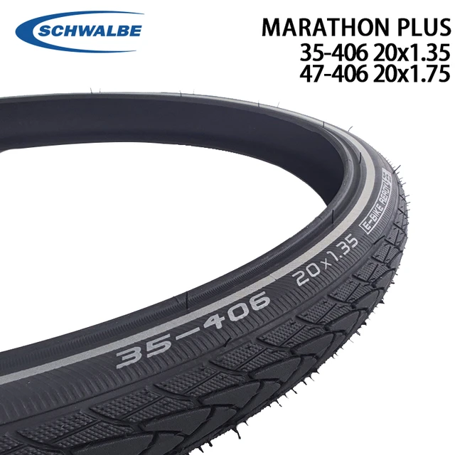 Meting Plons Mm SCHWALBE 20inch Marathon Plus 35-406 20x1.35 47-406 20x1.75 Folding Bicycle  7 Level SmartGuard Black Reflex Tires Cycling Parts - AliExpress