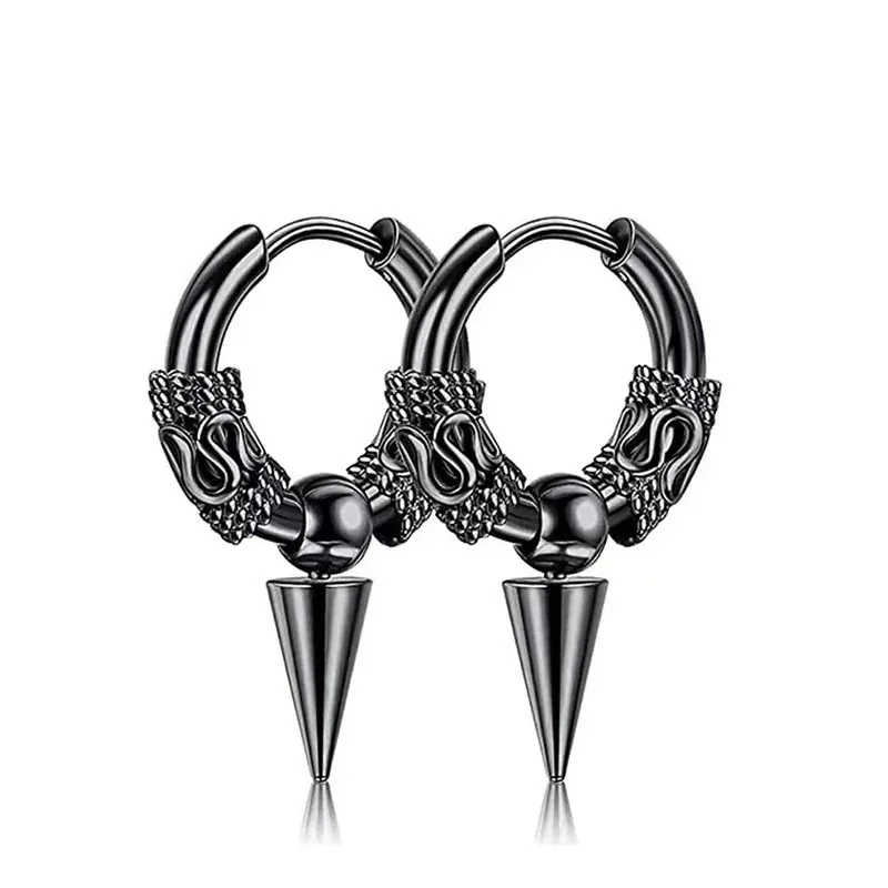 ◇Hei◇ flake one-touch earring [正規品/関税込] 2pcs Fashion Cross Feather Stud Earrings, Punk Rock Style