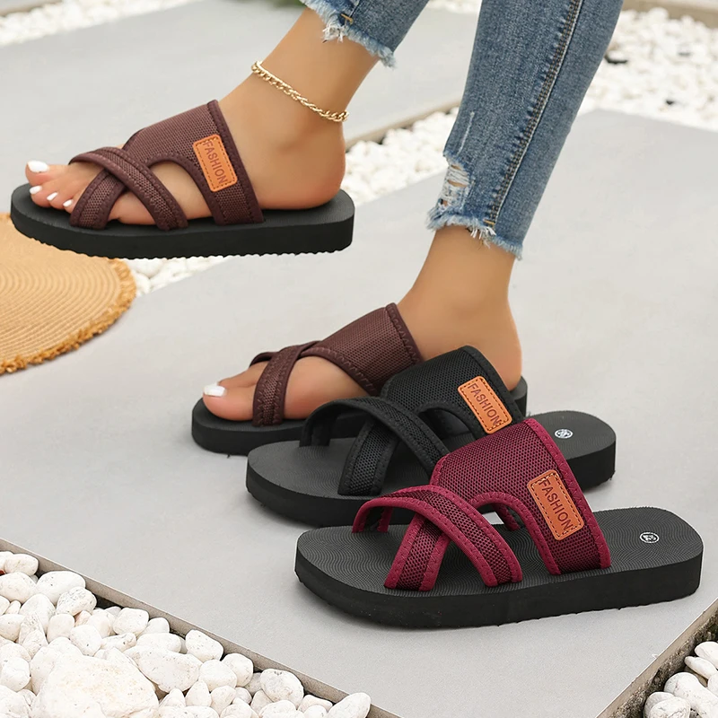 Fashion Clip Toe Sandals Solid Color Fish Mouth Comfort Casual Peep Toe Slippers Slip On Holiday Vacation Outdoors Beach Shoes — view 2