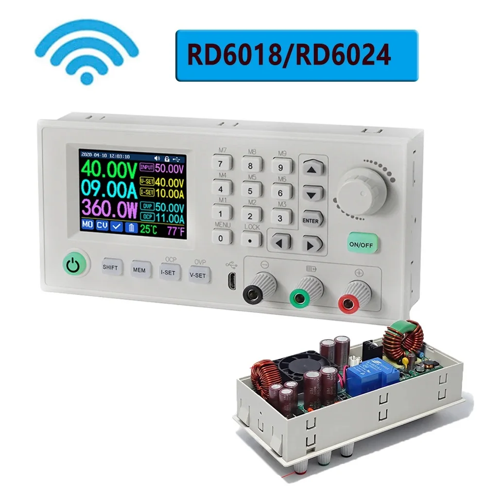 DC Power Supply Converter USB WiFi BT DC to DC Voltage Step down Power Supply Adjustable buck converter voltmeter multimeter 65V 800W RD6018 RD6024 RK6006