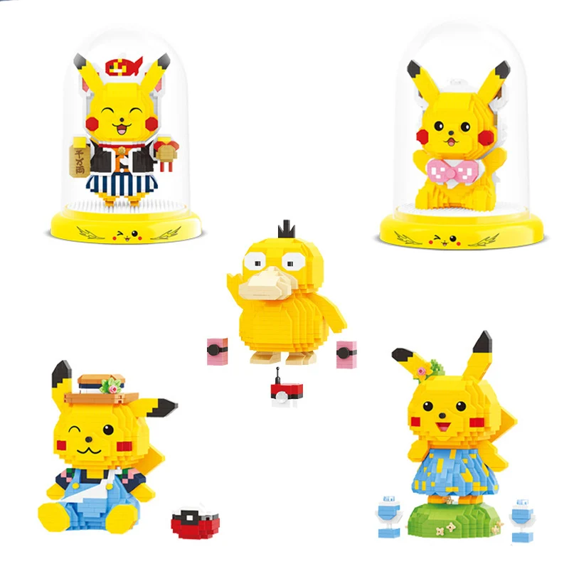 

Pokemon Micro Building Blocks Pikachu Dance Music Psyduck Assembled 3D Model Mini Bricks Figure Toy For Kid Gifts