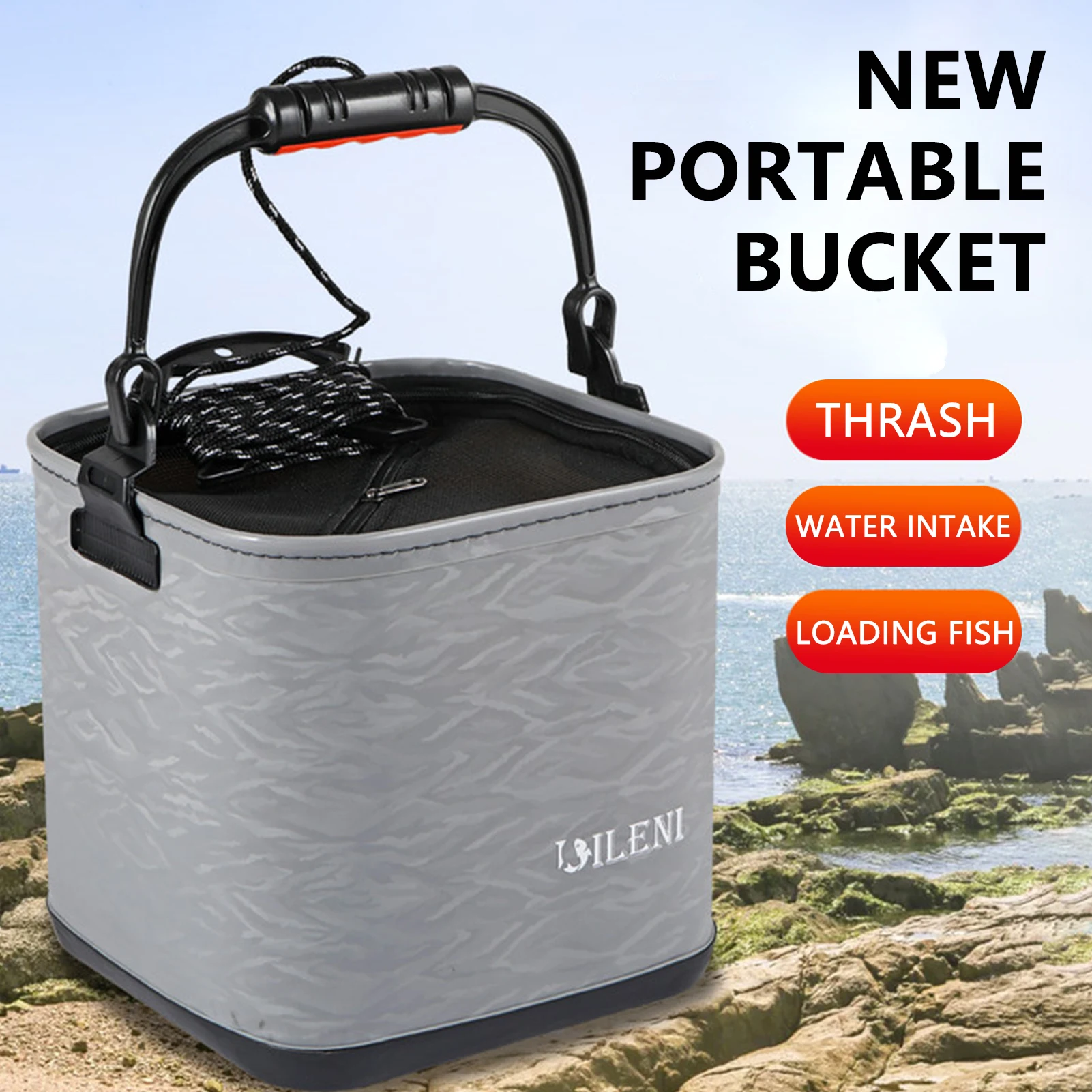 Folding Bucket Fishing Box EVA 3D Textured Fish Bucket for Outdoor Camping Hiking