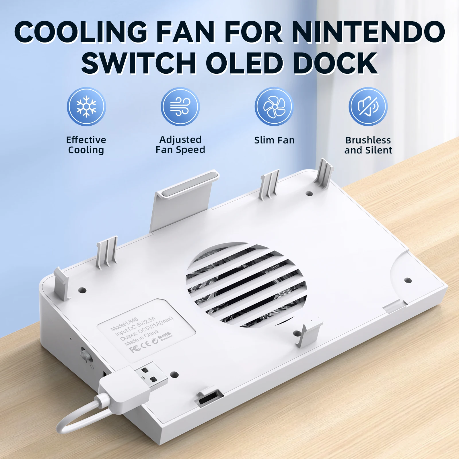 IINE Horizonal Base Cooling Fan for OLED Dock Compatible Nintendo Switch OLED