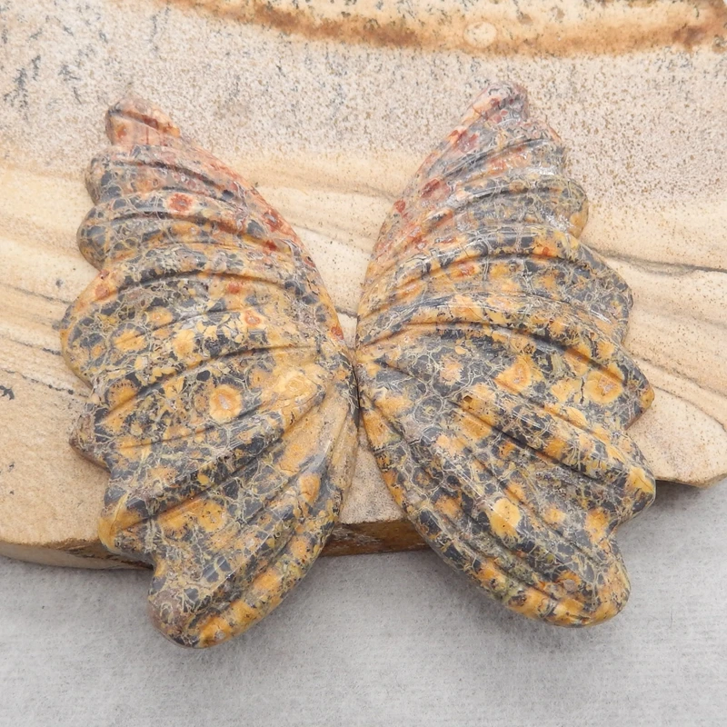 Natural Stone Ocean Jasper Gemstone Carved Butterfly Wings Cabochon Piar,54x25x6mm,16g Fashion Earrings Necklace Accessories