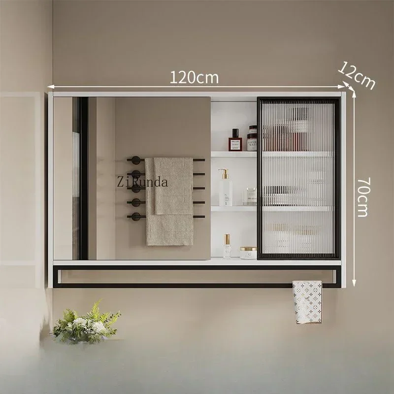 Nordic Smart Bathroom Mirror Cabinet Wall-mounted Solid Wood Fog Storage Mirror Cabinet Fashion Furniture Mueble Lavadora