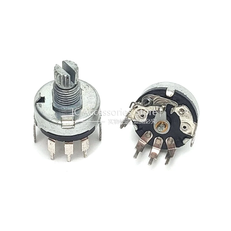 10PCS RV17 B10K 5 Pin With Switch Potentiometer Short Handle 10mm Outer Diameter 17mm Single Link Bent Foot With Switch