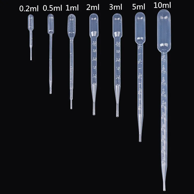 aliexpress.com - 10 Pieces 0.2 / 0.5 / 1/2/3/5 / 10ML Laboratory Pipette Plastic Disposable Graduated Container Liquid Dropper Equipment Straw