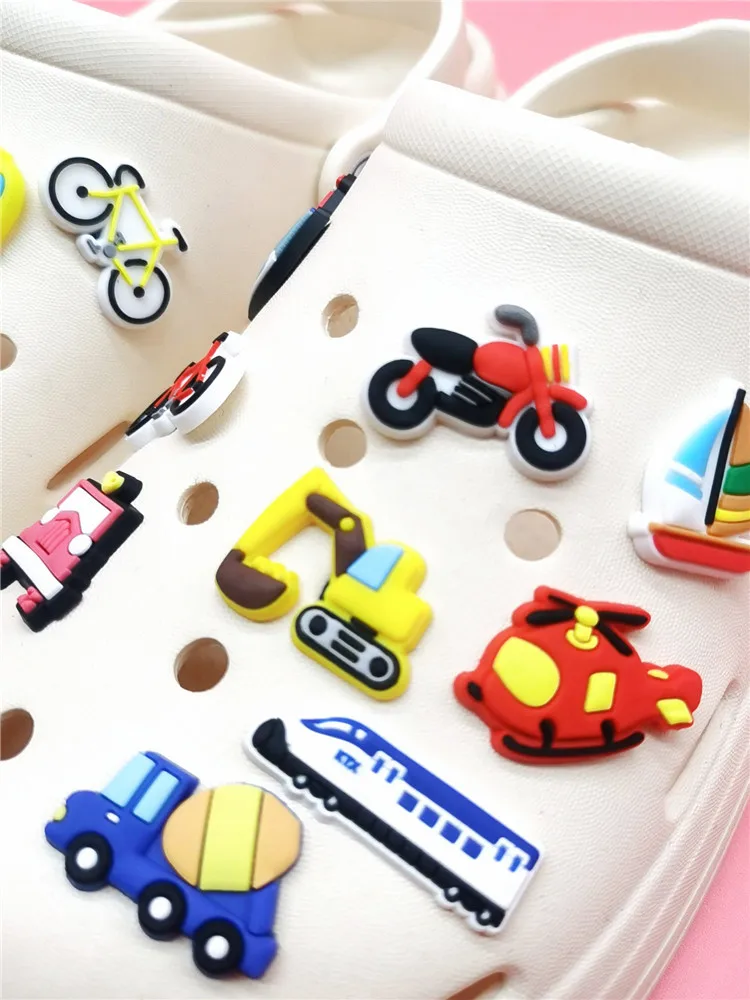 Cute Airplane Car Train BoatShoe Charms Decorations Cartoon PVC Buckle Accessories Clog Ornaments Adult Kids Birthday Party Gift