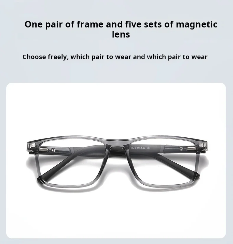 Lzabella Herren-Brille, magnetisch, zum Aufstecken, Myopie-Brille, 6-in-1, polarisierte Sonnenbrille, quadratisch, für den Außenbereich, Fahrbrille 3311 – Detail 15