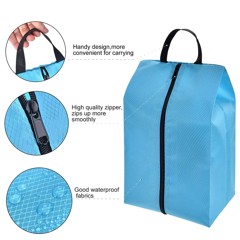 Bolsa de almacenamiento de zapatos de tela de nailon impermeable y a prueba de polvo con cremallera fuerte, adecuada para hombres y mujeres, bolsa de almacenamiento de viaje para el hogar