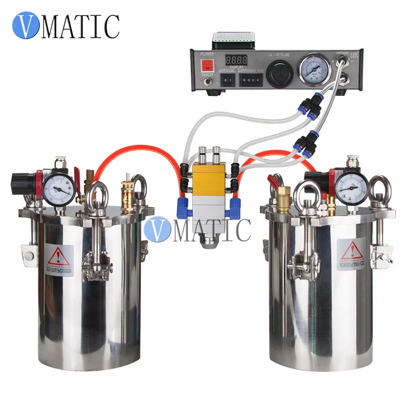 Free Shipping AB Glue Dispensing Controller Machine Automatic Dispenser Stainless Steel Pressure Tank 1L