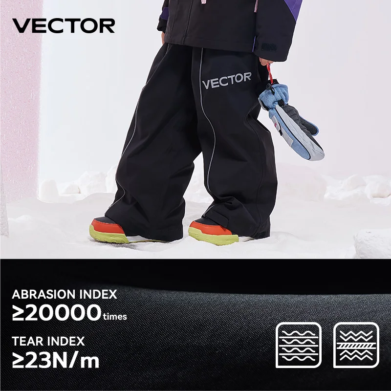 VECTOR Children Wide Ski Pants for Boys Girls Outdoor High Quality Windproof Waterproof Warm Snow Trousers Winter Ski Snowboard