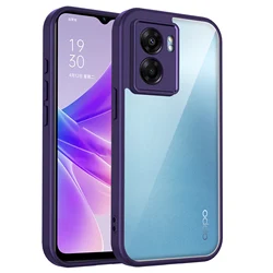 Enhanced Protective Clear Matte Silicone Bumper Phone Case with Hard Back Cover - OPPO A57E (TMMS Purple)
