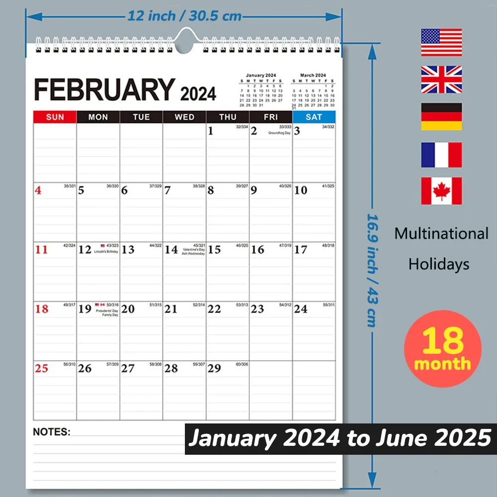 2024 English Calendar Multinational Holiday Calendar Daily Plan To Do List Memo Stationery Office School Supplies
