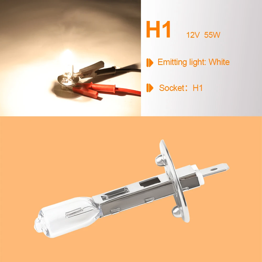 4pcs H1 할로겐 전구 노란색 12V 55W 4500K 투명 유리 자동차 헤드 라이트 자동 조명 할로겐 안개 램프 자동차 램프 자동차 액세서리