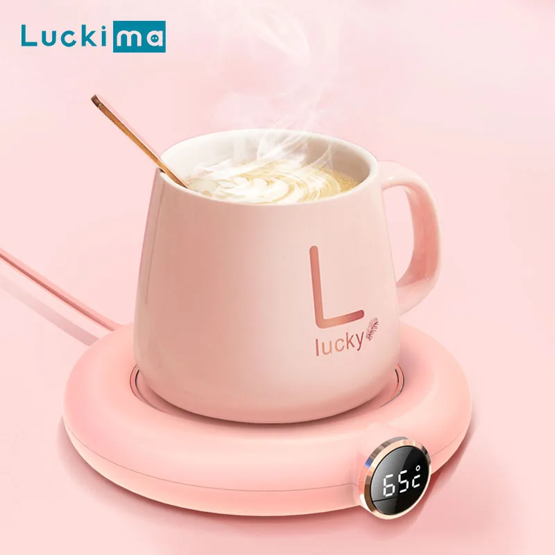 15W Thermostat Tea Heater KFHWQ Coffee Warmer for Desk,Electric Insulation Base Color : Pink 55 Degree Warm Milk Cup Mat Teapot Thermostat Warm Tea Portable Intelligent 