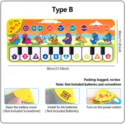 Children's Musical Dance Piano Mat - Interactive Floor Keyboard & Fitness Play Carpet for Toddlers, Kids, and Babies (80x30cm Type B)
