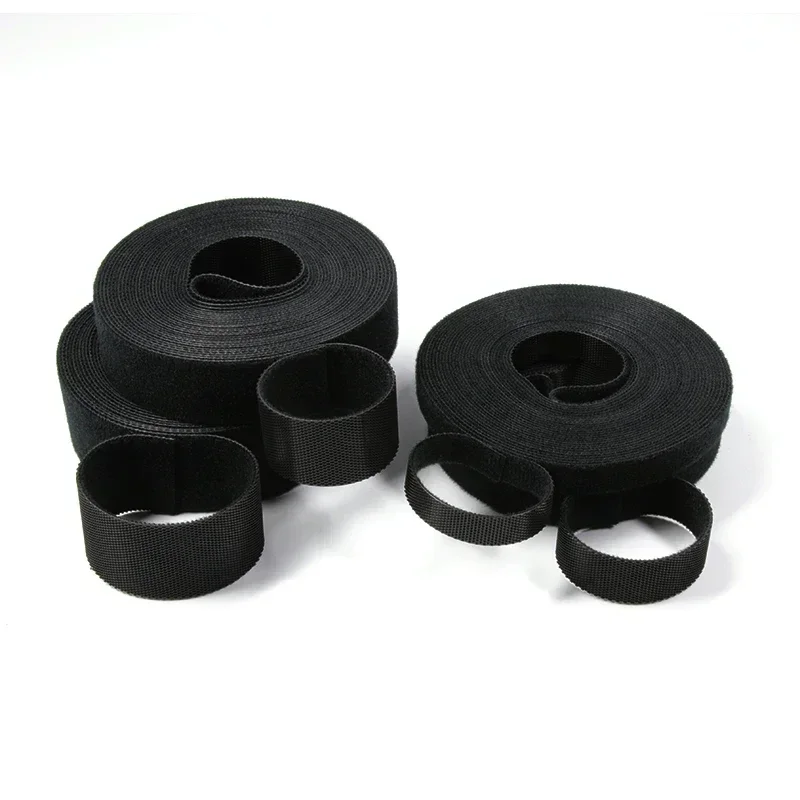 Black Cable Ties Reusable Loop Bundle Self Adhesive Nylon Strap Organizer Clip Wire Holder Management Fastening Tape cable ties