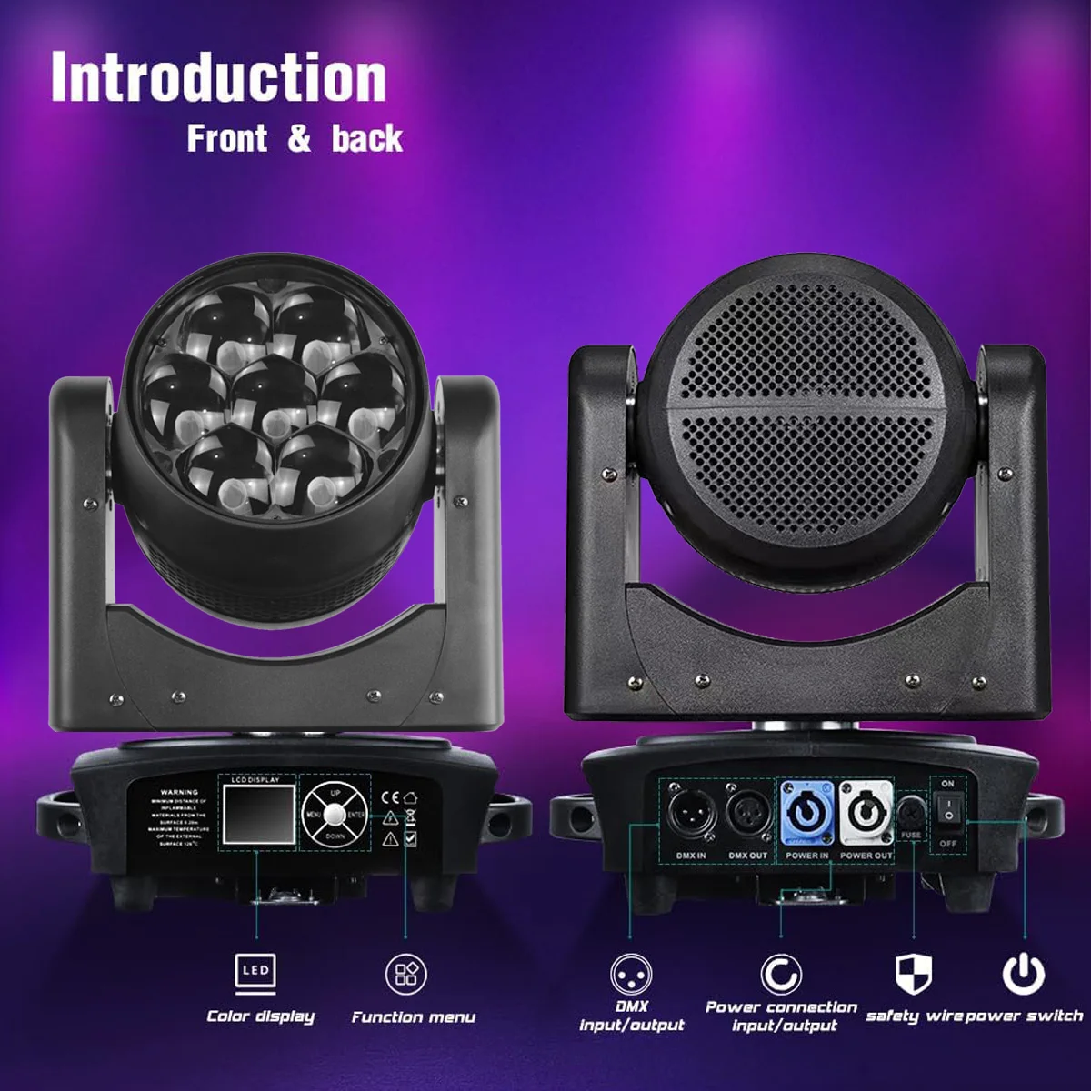 Moving Head Light 7*40W RGBW 4 in 1 LED Beam Wash Zoom Effect Stage Lighting Spo