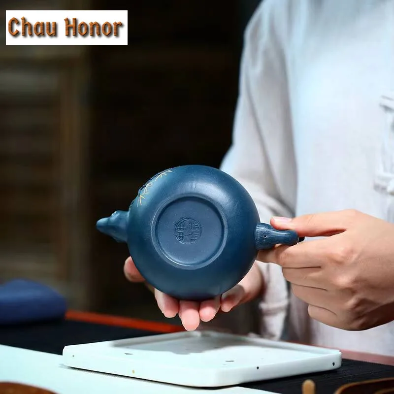 250ml Chinese Yixing Tea Pots Purple Clay Teapot Beauty Kettle Raw Ore Azure Mud Handmade Teaware Tie Guanyin Tea Ceremony