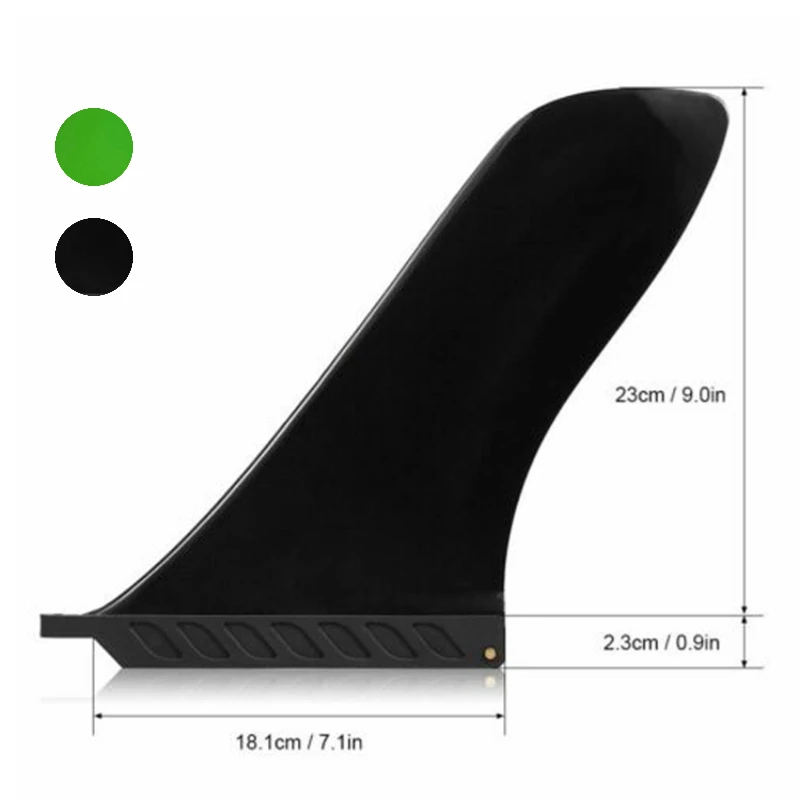 

9" Surfboard Fins Plastic Sup Fins Black/Green Single Fin Longboard Central Fins For Sup Surfing Accessories