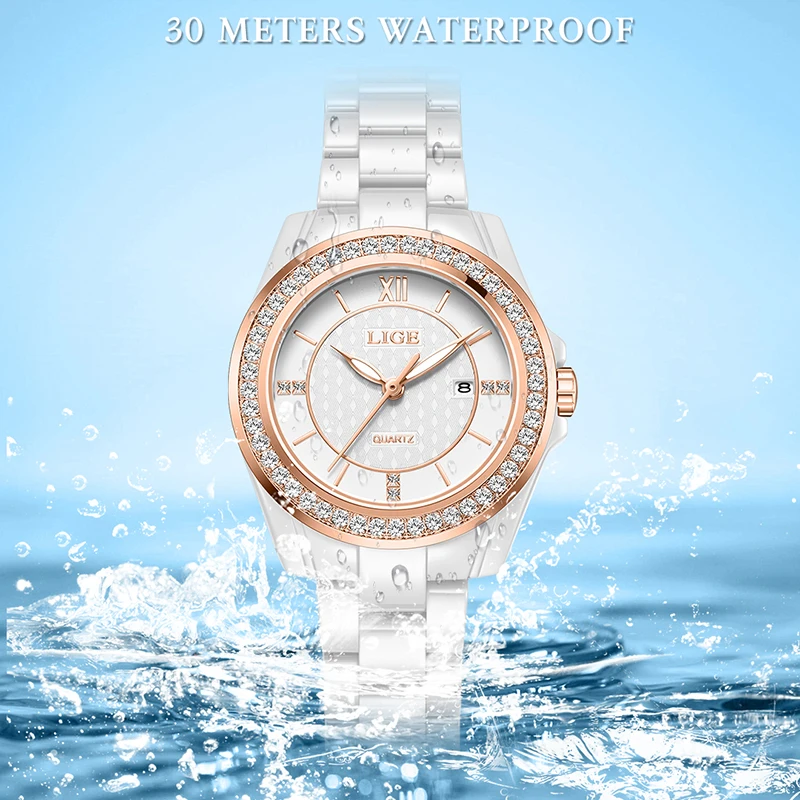LIGE Ladies Luminous Watches Casual Sports Waterproof Calendar Quartz Wrist Watch For Women Simple Elegant Bracelet Watch Women