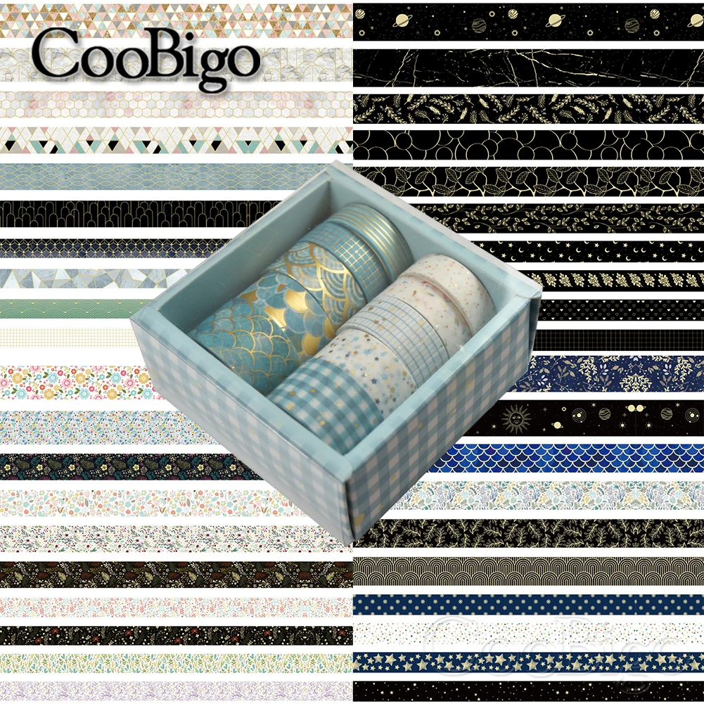 

10Roll/set Black Gold Washi Tape Vintage Galaxy Masking Adhesive Tape Decorative Scrapbooking Sticker DIY Label Diary Stationery