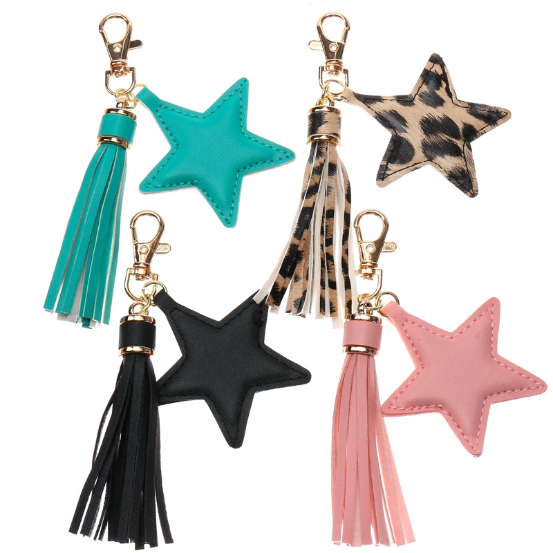 Portachiavi con nappa in pelle PU Sansango per donna ragazza ciondolo stella chiusura a moschettone portachiavi accessori per borse - immagine 3